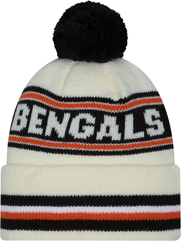 Cincinnati Bengals New Era Off White Knit Classic Cuffed Pom Knit