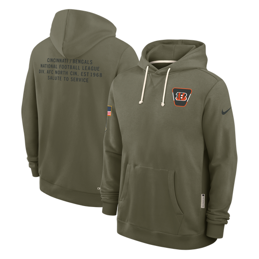 Men's Cincinnati Bengals Nike Olive Green 2025 Salute To Service Club Pullover Hoodie