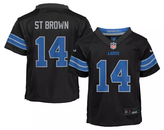 Kids Amon-Ra St. Brown Detroit Lions Black Child Nike Replica Jersey