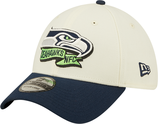 Men's Seattle Seahawks New Era Action Chrome/Navy 2022 Sideline 39THIRTY Flex Hat