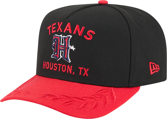 Men's Houston Texans New Era 2025 NFL Draft Black A-Frame 9FIFTY Snapback Adjustable Hat