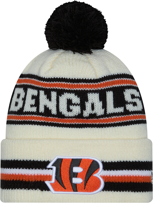 Cincinnati Bengals New Era Off White Knit Classic Cuffed Pom Knit