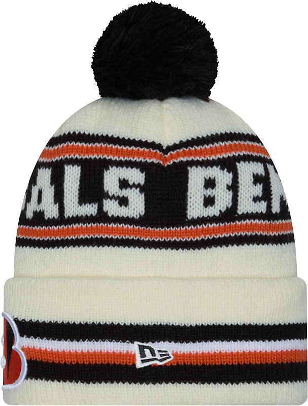 Cincinnati Bengals New Era Off White Knit Classic Cuffed Pom Knit