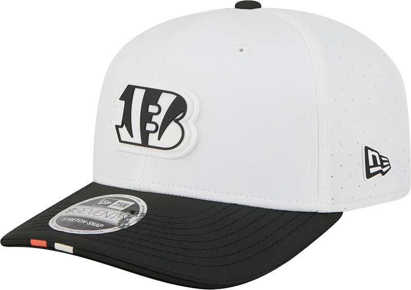 Men's Cincinnati Bengals New Era White/Black 2025 NFL Training Camp 9SEVENTY Adjustable Hat