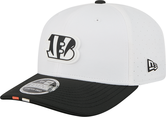 Men's Cincinnati Bengals New Era White/Black 2025 NFL Training Camp 9SEVENTY Adjustable Hat