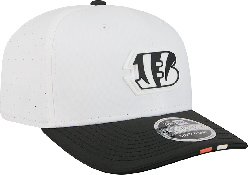 Men's Cincinnati Bengals New Era White/Black 2025 NFL Training Camp 9SEVENTY Adjustable Hat