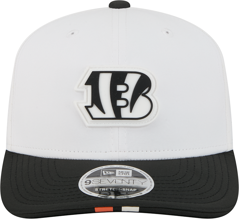 Men's Cincinnati Bengals New Era White/Black 2025 NFL Training Camp 9SEVENTY Adjustable Hat