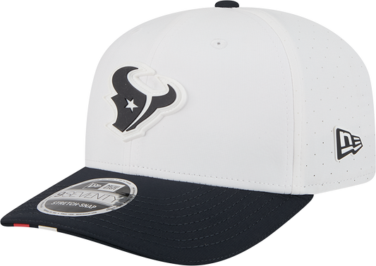 Men's Houston Texans New Era White/Navy 2025 NFL Training Camp 9SEVENTY Adjustable Hat