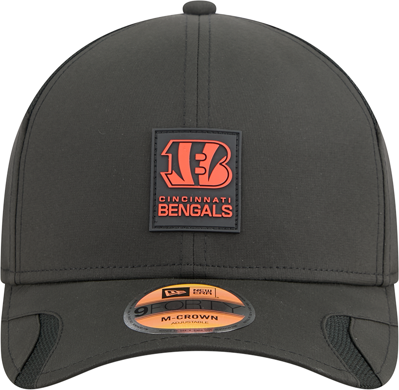 Men's Cincinnati Bengals New Era Black 2025 NFL Sideline Heat 9FORTY M-Crown Adjustable Hat