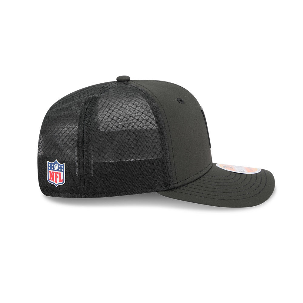 Men's Baltimore Ravens New Era Black 2025 NFL Secondary Logo Sideline Heat 9SEVENTY Adjustable Hat