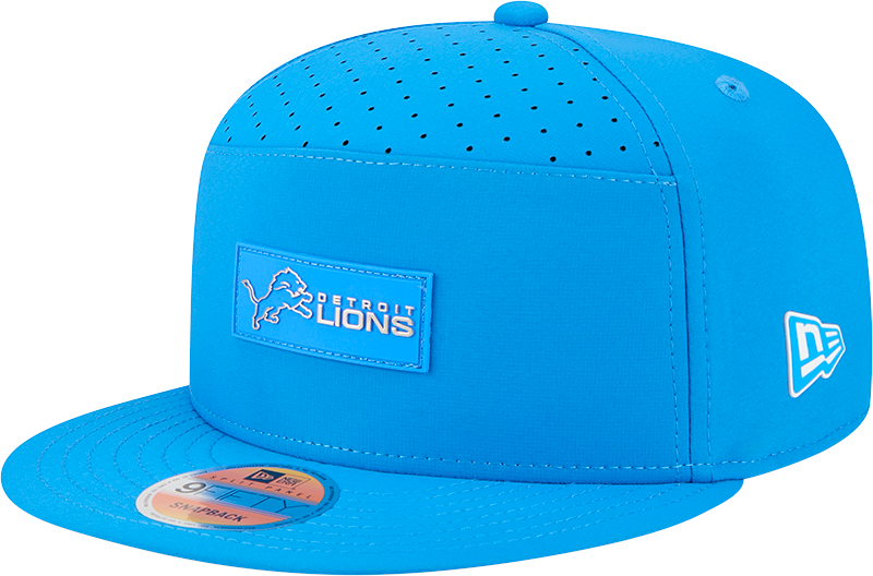 Men's Detroit Lions New Era Blue 2025 Sideline Split Panel 9FIFTY Snapback Hat