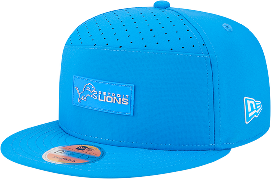 Men's Detroit Lions New Era Blue 2025 Sideline Split Panel 9FIFTY Snapback Hat