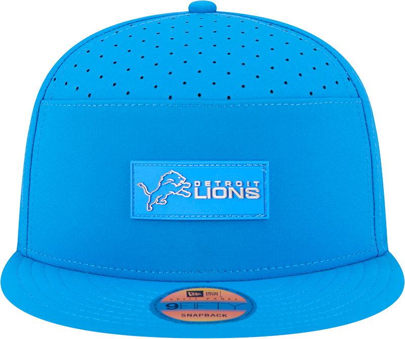 Men's Detroit Lions New Era Blue 2025 Sideline Split Panel 9FIFTY Snapback Hat