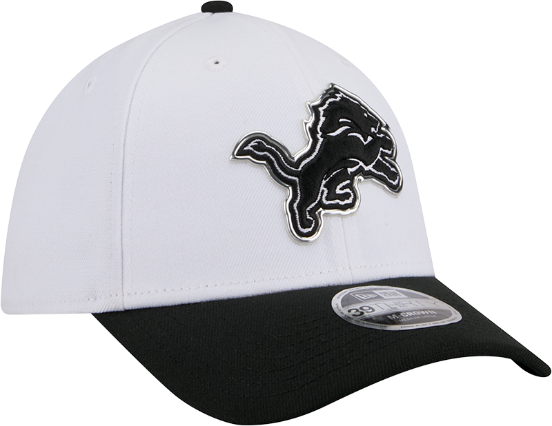 Detroit Lions New Era White/Black 2026 NFL Draft 39THIRTY M-Crown Flex Hat