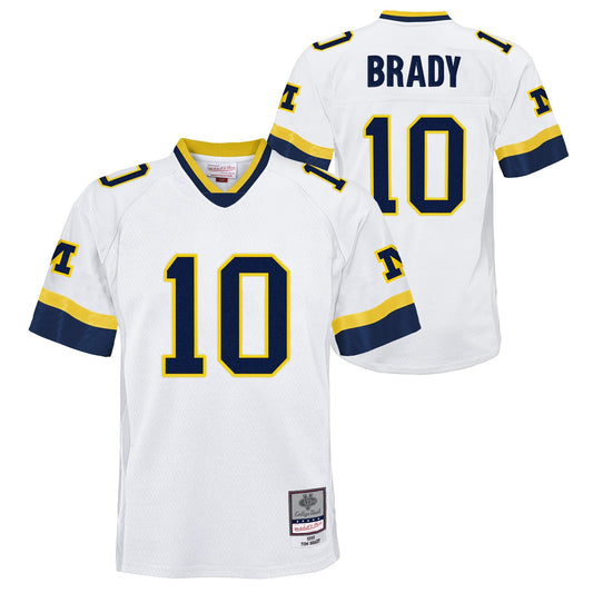 Youth Tom Brady #10 Michigan Wolverines 1999  White Mitchell & Ness Legacy NCAA Jersey