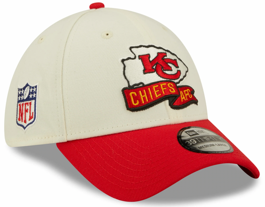 Men's Kansas City Chiefs New Era Cream/Red 2022 Sideline 39THIRTY Flex Hat