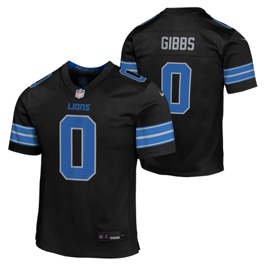 Youth Detroit Lions Jahmyr Gibbs Nike Black Alternate Game Jersey
