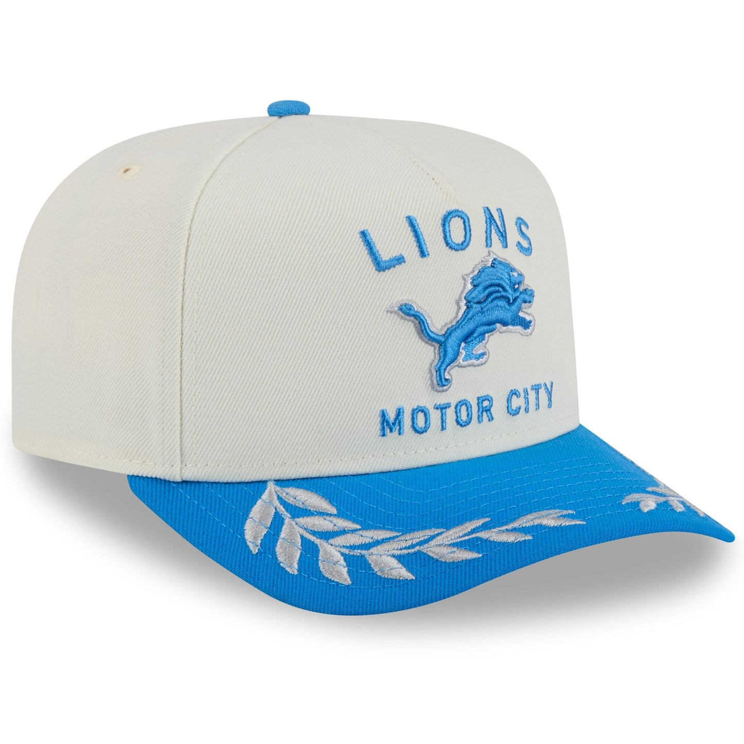 Men's Detroit Lions New Era 2025 NFL Draft Chrome A-Frame 9FIFTY Snapback Adjustable Hat