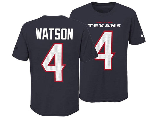 Youth Houston Texans Deshaun Watson Nike Navy Player Game Team Name & Number T-Shirt