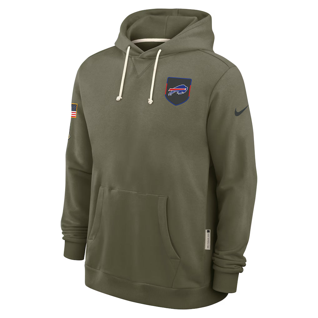 Men's Buffalo Bills Nike Olive Green 2025 Salute To Service Club Pullover Hoodie