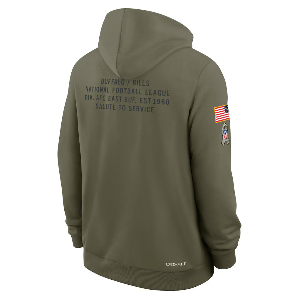 Men's Buffalo Bills Nike Olive Green 2025 Salute To Service Club Pullover Hoodie