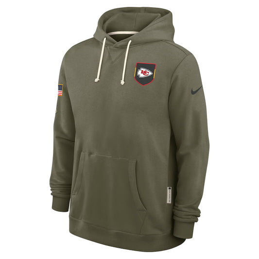 Men's Kansas City Chiefs Nike Olive Green 2025 Salute To Service Club Pullover Hoodie